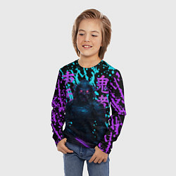 Лонгслив детский Неоновый киберсамурай, цвет: 3D-принт — фото 2