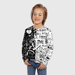 Лонгслив детский Doom x liil peep pattern black, цвет: 3D-принт — фото 2