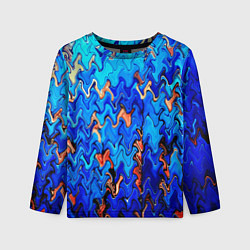 Лонгслив детский Сине-голубой стекающая абстракция, цвет: 3D-принт