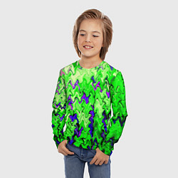Лонгслив детский Ярко-зелёный стекающая абстаркция, цвет: 3D-принт — фото 2