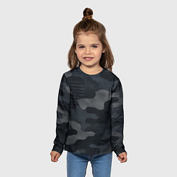 Лонгслив детский Текстура - камуфляжная синяя ткань, цвет: 3D-принт — фото 2