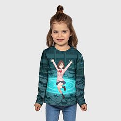 Лонгслив детский Радостная Сиратори Айра в прыжке, цвет: 3D-принт — фото 2