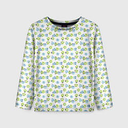 Лонгслив детский Мелкие синие цветы ретро на белом фоне, цвет: 3D-принт