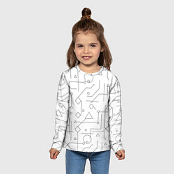 Лонгслив детский Техно-Геометрия на белое, цвет: 3D-принт — фото 2