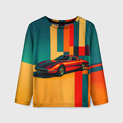 Лонгслив детский Спорткар ретрофутуризм поп-арт 1970-е, цвет: 3D-принт