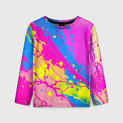 Лонгслив детский Яркая абстракция из розовых и голубых красок, цвет: 3D-принт