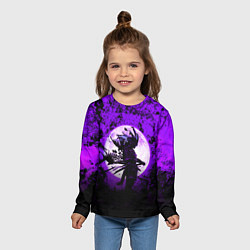 Лонгслив детский Самурай при луне, цвет: 3D-принт — фото 2