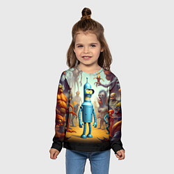 Лонгслив детский Bender bending robot among the Monsters - ai art f, цвет: 3D-принт — фото 2