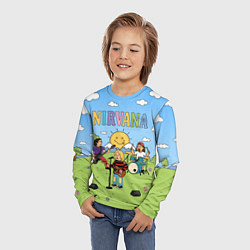 Лонгслив детский Nirvana мультяшный стиль на поляне, цвет: 3D-принт — фото 2