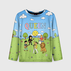 Лонгслив детский Queen мультяшный стиль на поляне, цвет: 3D-принт