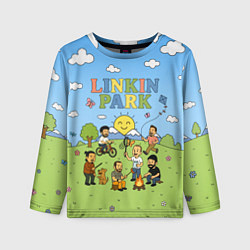 Лонгслив детский Linkin Park мультяшный стиль на поляне, цвет: 3D-принт