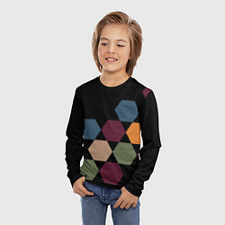 Лонгслив детский Honeycombs autumn colors, цвет: 3D-принт — фото 2