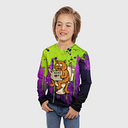 Лонгслив детский Кот на унитазе читает газету, цвет: 3D-принт — фото 2