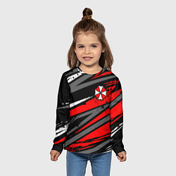 Лонгслив детский Umbrella - red lines, цвет: 3D-принт — фото 2