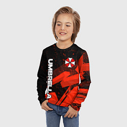 Лонгслив детский Umbrella corp - красный, цвет: 3D-принт — фото 2