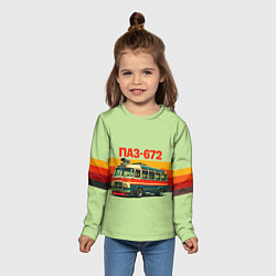 Лонгслив детский Ретро автобус ПАЗ-672 поп-арт, цвет: 3D-принт — фото 2
