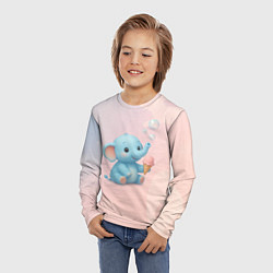 Лонгслив детский Маленький слоненок с мороженым пускает пузыри, цвет: 3D-принт — фото 2