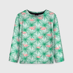 Детский лонгслив Фламинго и тропики