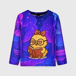 Детский лонгслив Цыпленок в очках читает книжку