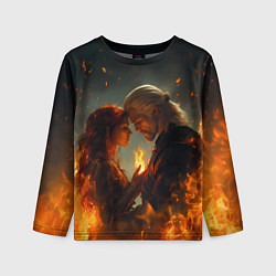 Лонгслив детский Ведьмак и Трисс огненная стихия, цвет: 3D-принт
