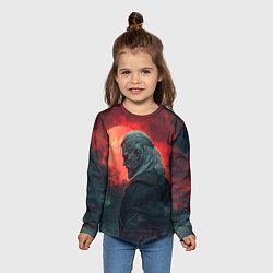 Лонгслив детский Ведьмак на фоне красной луны, цвет: 3D-принт — фото 2