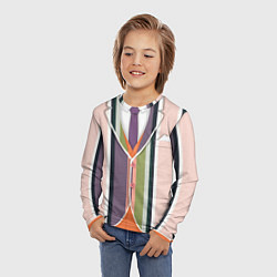 Лонгслив детский Полосатый пиджак с оранжевым жилетом, цвет: 3D-принт — фото 2