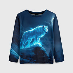 Лонгслив детский Волк на горе в полнолуние, цвет: 3D-принт