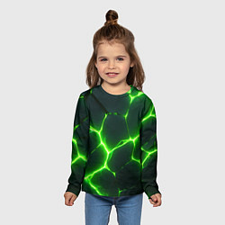 Лонгслив детский Кислотный зеленый разлом, цвет: 3D-принт — фото 2