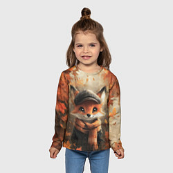 Лонгслив детский Милый осенний лисёнок, цвет: 3D-принт — фото 2