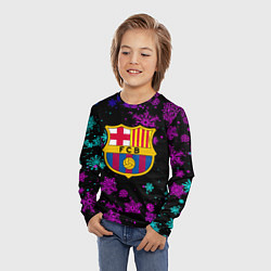 Лонгслив детский Барселона неоновые снежинки, цвет: 3D-принт — фото 2