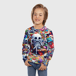 Лонгслив детский Смеющиеся прикольные скелетики - нейроарт, цвет: 3D-принт — фото 2