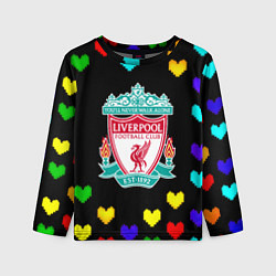 Лонгслив детский Ливерпуль пиксельные сердца, цвет: 3D-принт