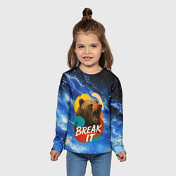 Лонгслив детский Break it злой медведь, цвет: 3D-принт — фото 2