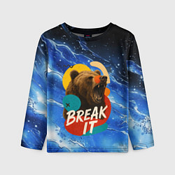 Лонгслив детский Break it злой медведь, цвет: 3D-принт