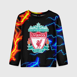 Лонгслив детский Ливерпуль шторм молнии, цвет: 3D-принт