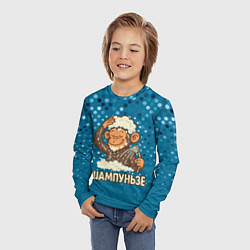 Лонгслив детский Шампуньзе - обезьянка моется, цвет: 3D-принт — фото 2