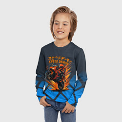 Лонгслив детский Speed demon байкер, цвет: 3D-принт — фото 2