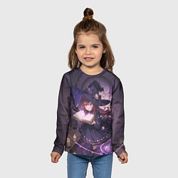 Лонгслив детский Аниме Ведьма Читает Книгу Заклинаний, цвет: 3D-принт — фото 2