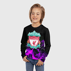 Лонгслив детский Liverpool неоновый огонь, цвет: 3D-принт — фото 2