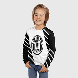 Лонгслив детский Ювентус полосы геометрия, цвет: 3D-принт — фото 2