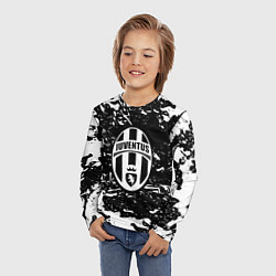Лонгслив детский Ювентус белые штрихи красок, цвет: 3D-принт — фото 2