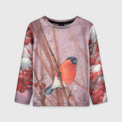 Лонгслив детский Снегирь и зимние ягоды, цвет: 3D-принт