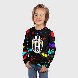 Лонгслив детский Ювентус брызги красок неон, цвет: 3D-принт — фото 2