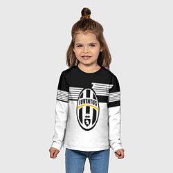 Лонгслив детский Juventus полосы линии, цвет: 3D-принт — фото 2