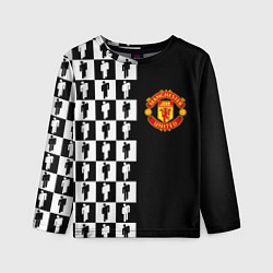 Лонгслив детский Манчестер Юнайтед текстура люди, цвет: 3D-принт