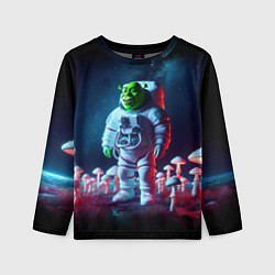 Лонгслив детский Космонавт Шрек на планете неоновых мухоморов, цвет: 3D-принт