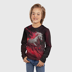 Лонгслив детский Белая лошадь с красными эффектами, цвет: 3D-принт — фото 2