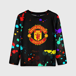 Лонгслив детский Манчестер Юнайтед краски неон, цвет: 3D-принт