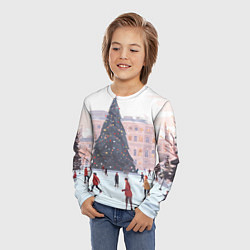 Лонгслив детский Новогодний каток у елки, цвет: 3D-принт — фото 2