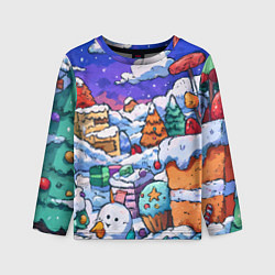 Лонгслив детский Новогоднее настроение из сладостей, цвет: 3D-принт